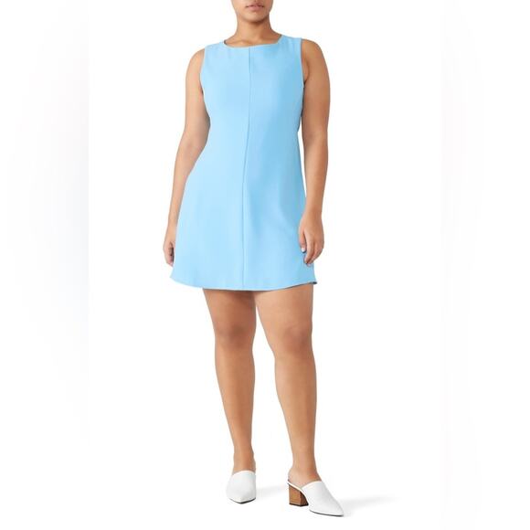 Amanda Uprichard NWT Light Blue Classic Sleeveless Shift Mini Dress Size Medium - Picture 1 of 9